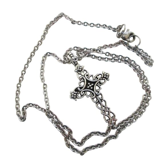 New Intricate Cross Pendant Necklace - 19" Stainless Chain - Gift Boxed - Picture 4 of 8